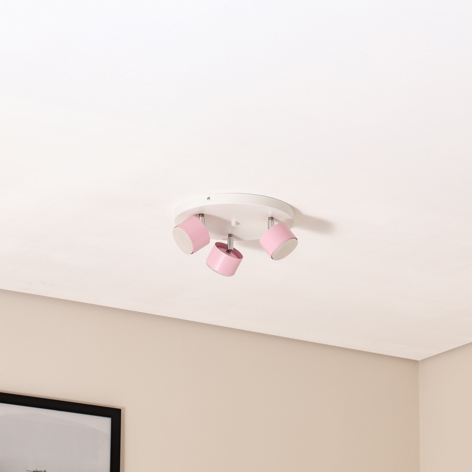 Deckenstrahler Cloudy dreiflammig Rondell rosa