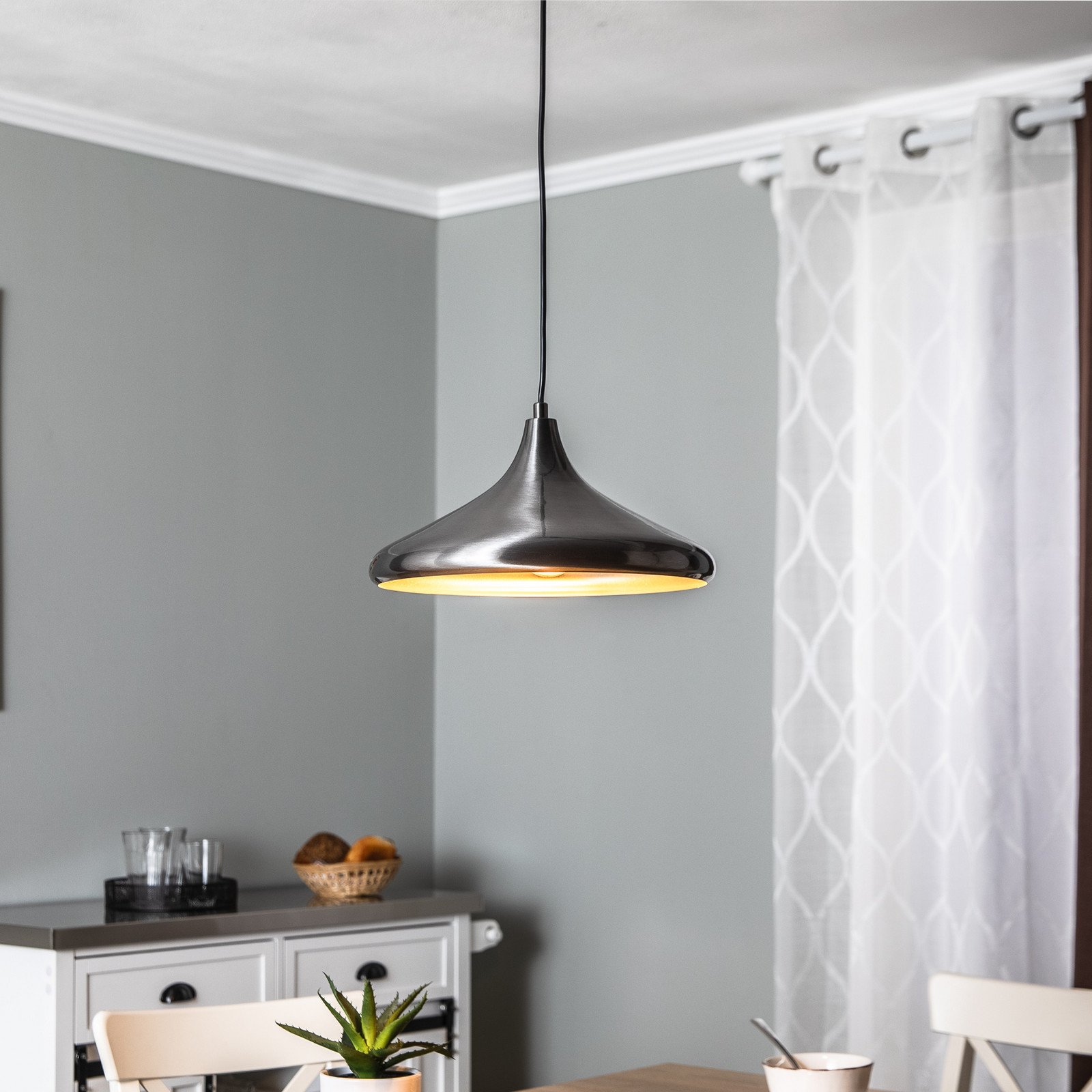 Opviq Lampă suspendată Berceste 209-S Ø35cm argintiu - Camera de zi / sufragerie - Metal