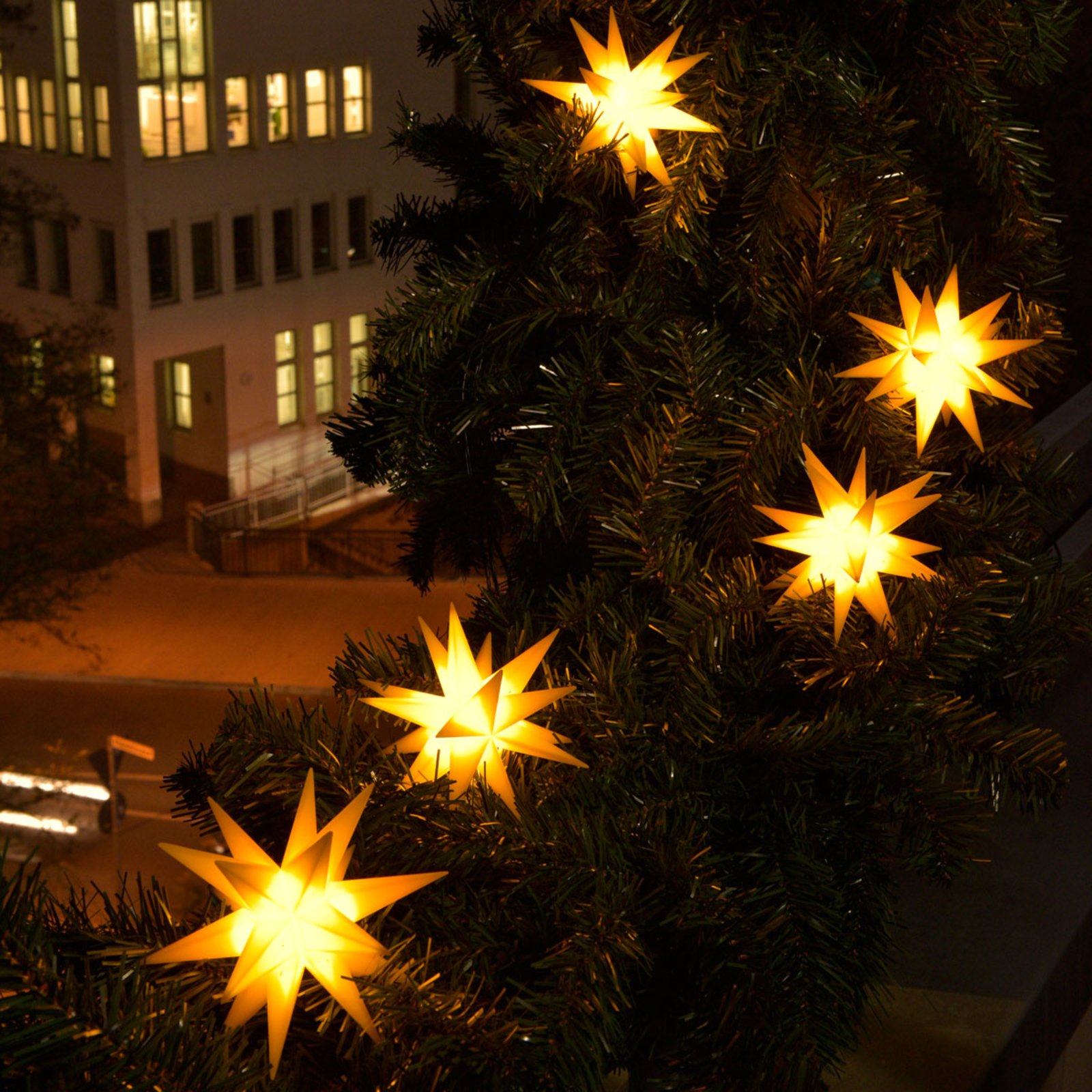 LED-lyslenke med 9 stjerner til utendørsbruk gul