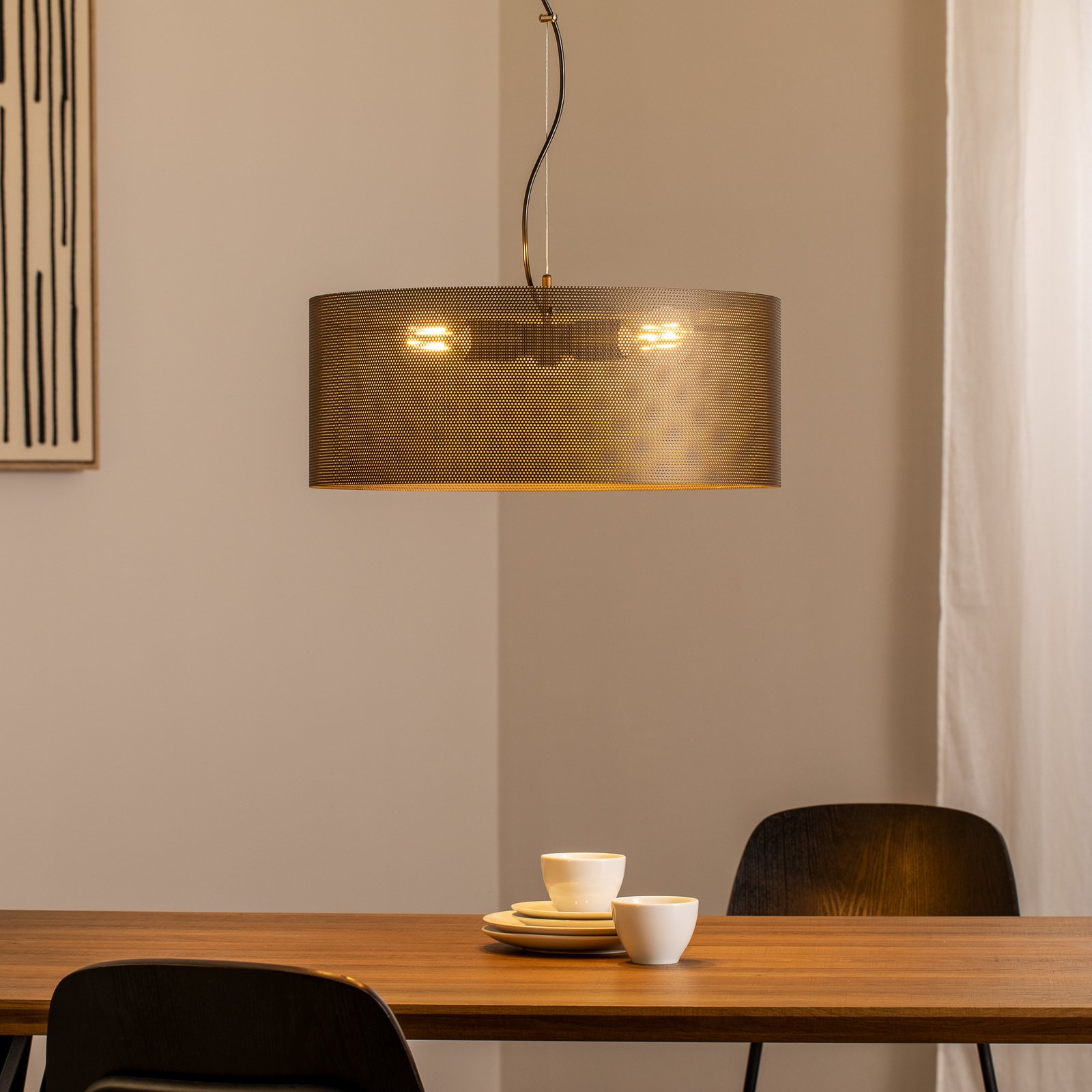 Hängelampe Zofia, kaffeebraun, Metall, Ø 50 cm, 3-flg., E27