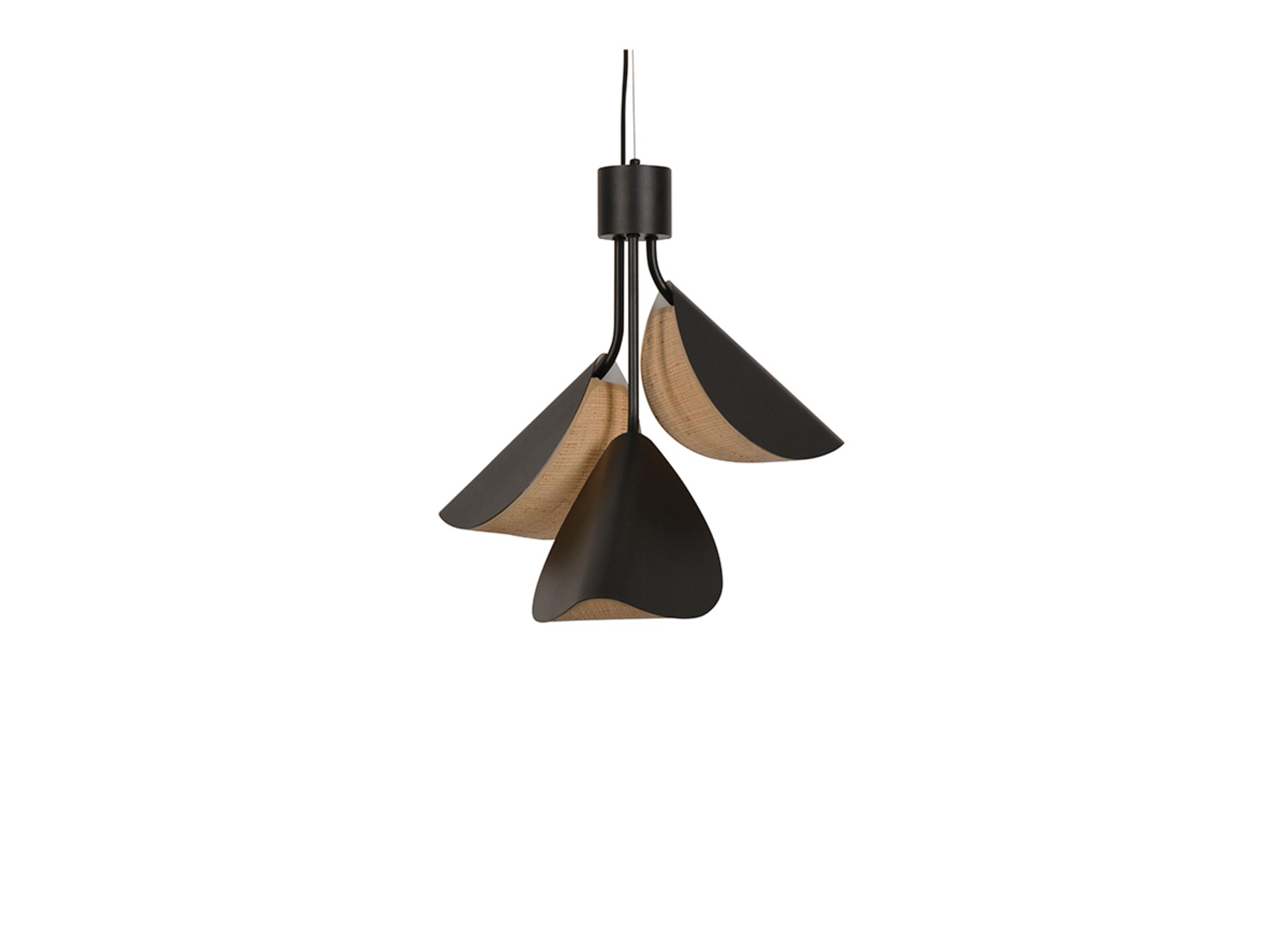 Lys Pendellampe S, 3-flg., schwarz, Holz/Metall - Forestier
