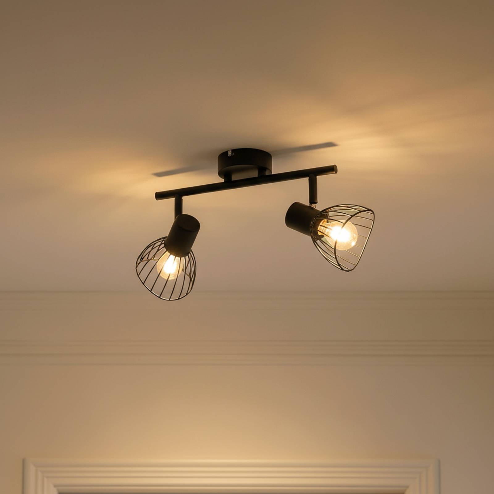 Lindby Deckenleuchte Piena, schwarz, 2-flg., Metall, 39cm günstig online kaufen