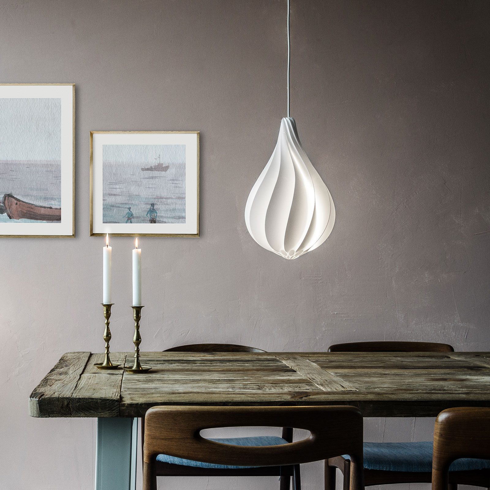 UMAGE Alva Medium hanging light cord set white 42 cm, for Living / Dining Room, plastic, fabric, E27, 15 W, energy efficiency: A++, H: 42 cm