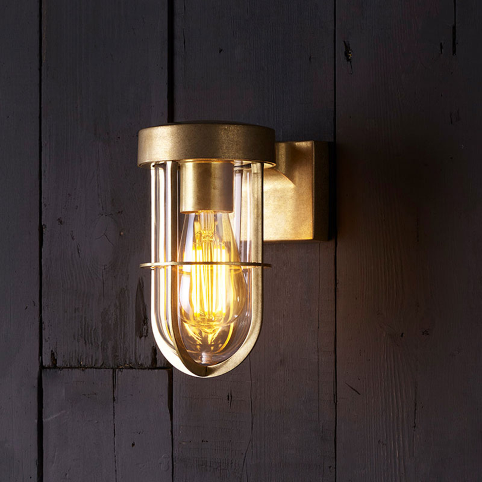 Astro Cabin Wall Coastal outdoor wall lamp brass, metal, glass, E27, 60 W, energy efficiency: A++, W: 11.6 cm, H: 22 cm
