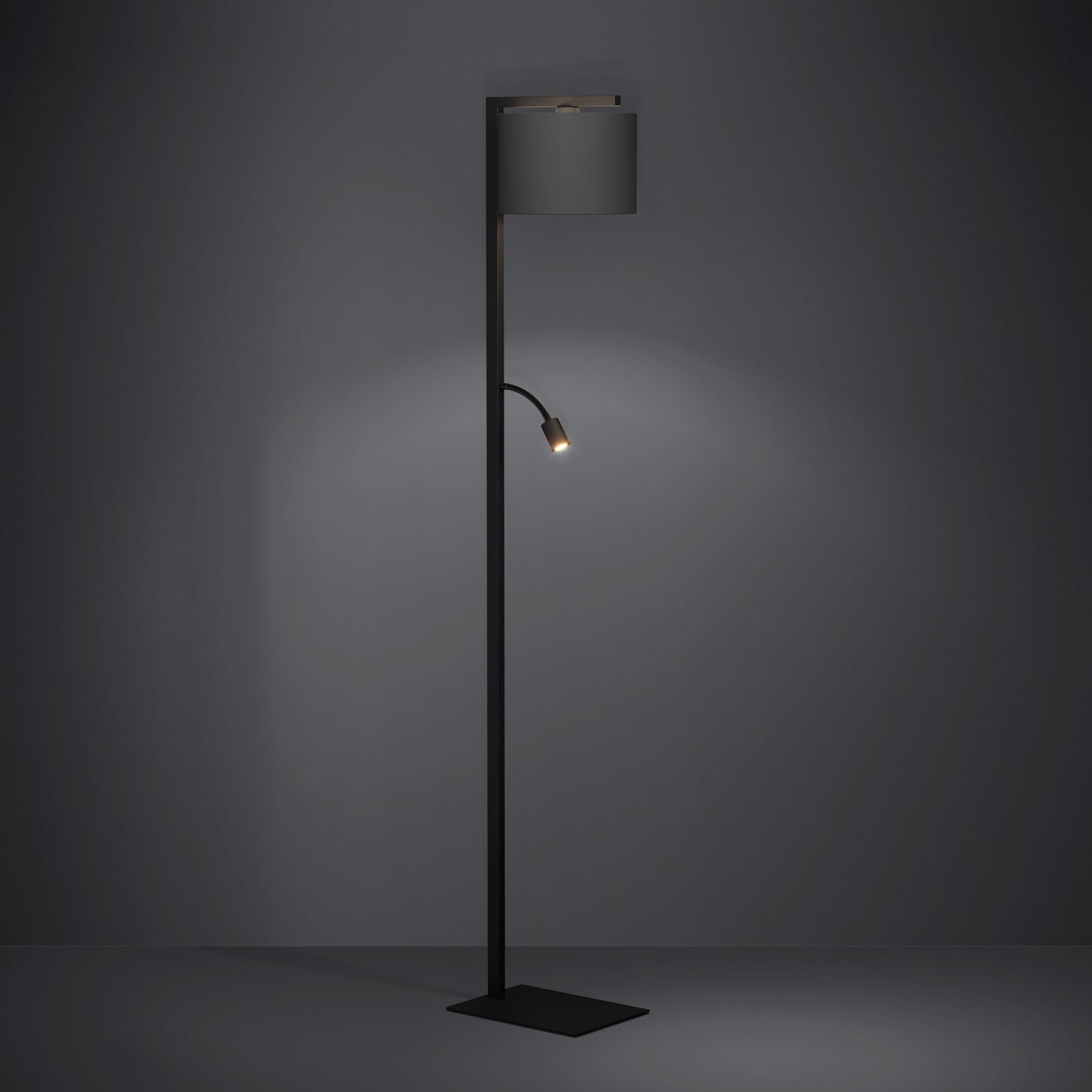 Lampadaire Foligno, noir, lampe de lecture