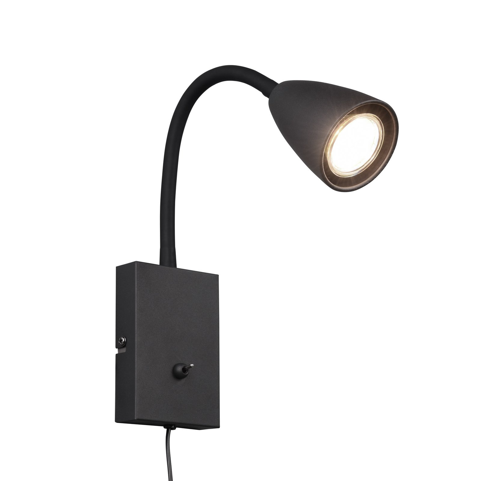 Wanda wall light with plug, matt black