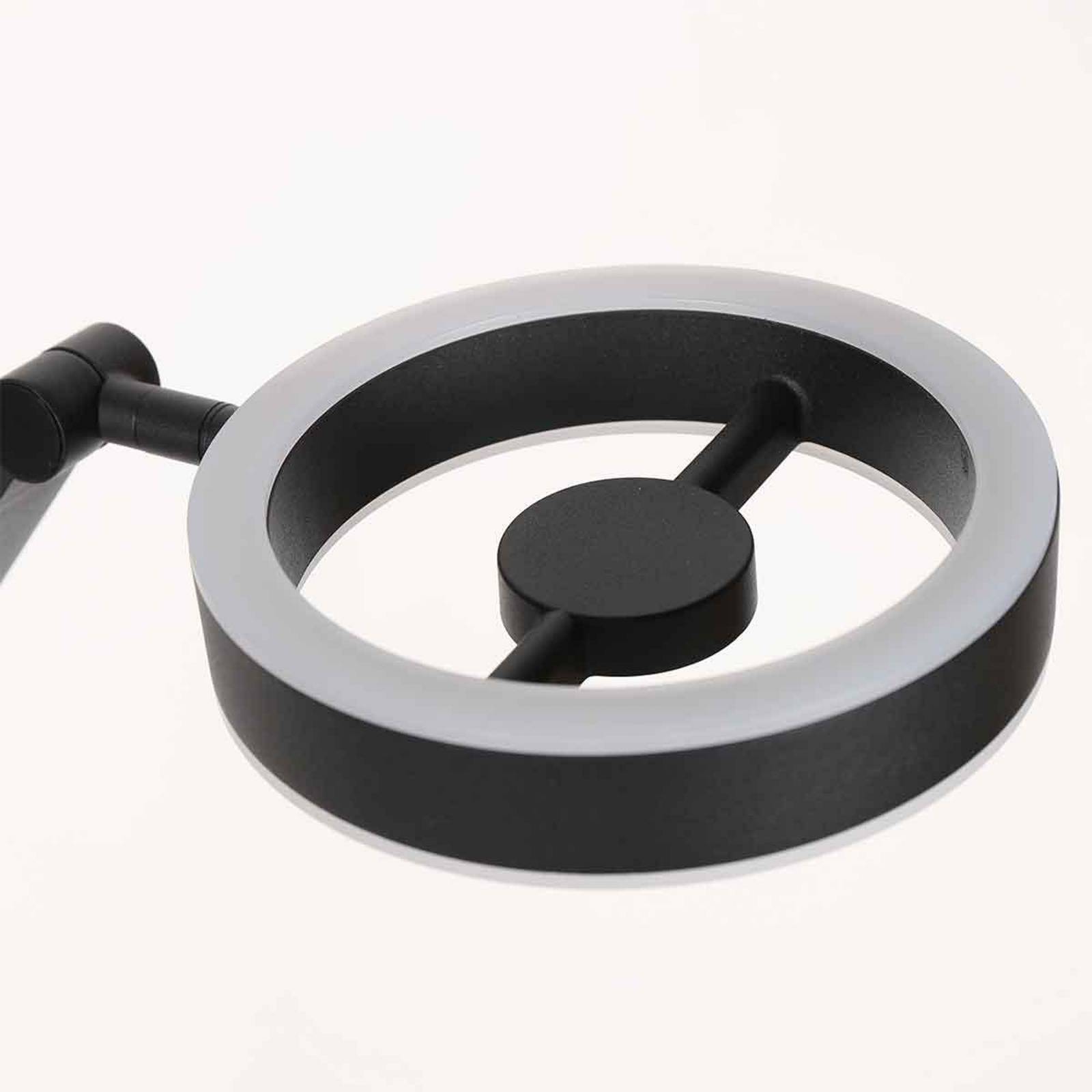 LED-Stehleuchte Ringlux, schwarz, Metall, verstellbar günstig online kaufen