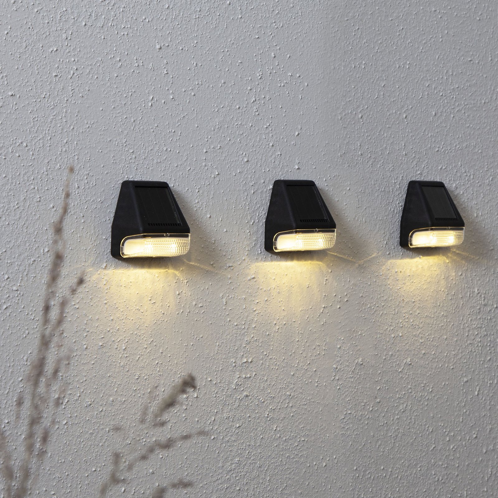 Wally Mini LED-væglampen med solcelle, sæt m 3 stk