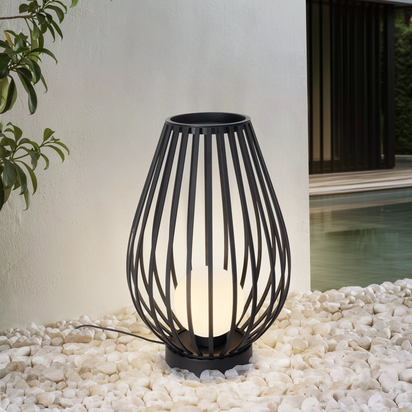 Lucande patio light Marrin, black, metal, Ø 46cm