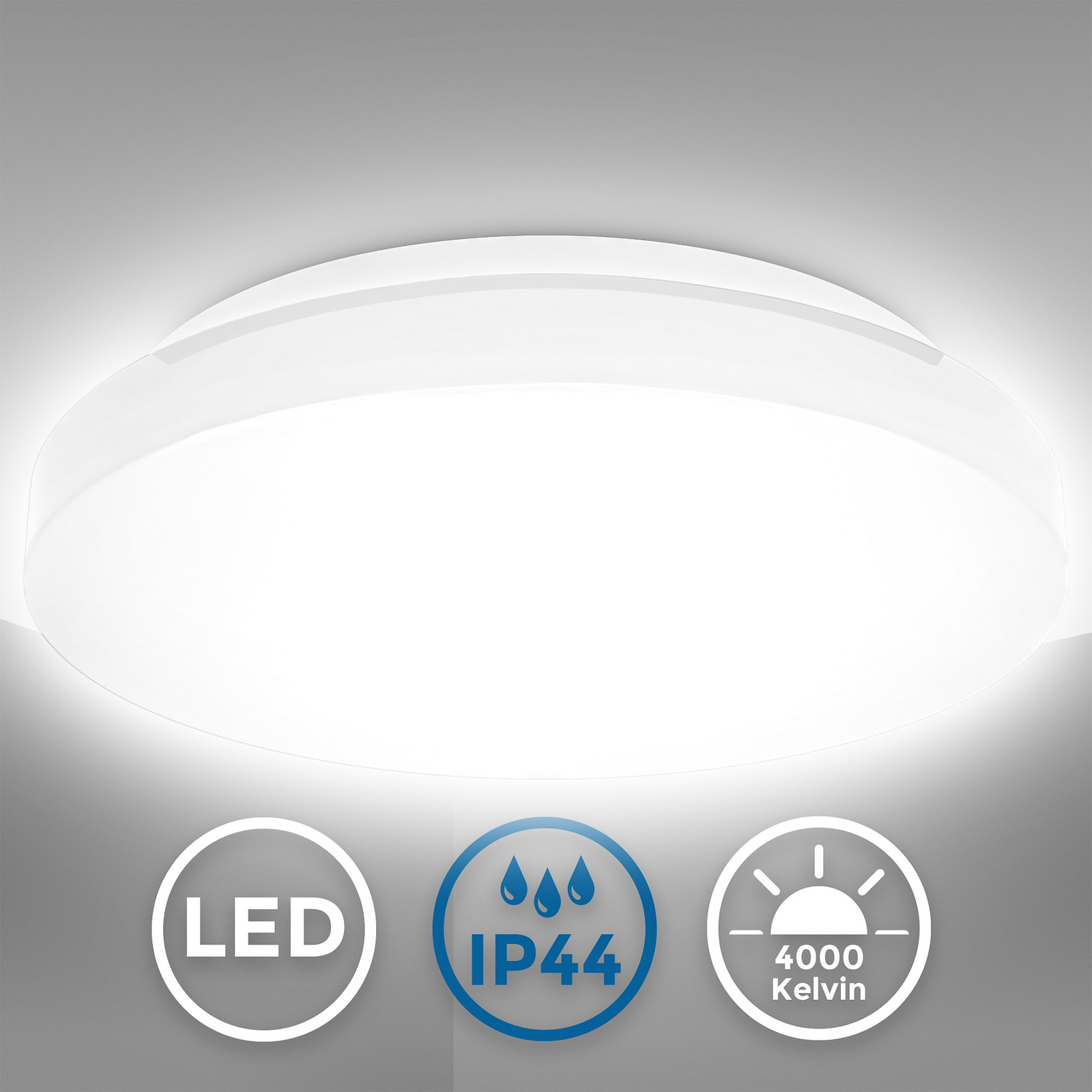 LED plafondlamp Iva, IP44, wit, kunststof, 4.000 K LED plafondlamp Iva, IP44, wit, kunststof, 4.000 K