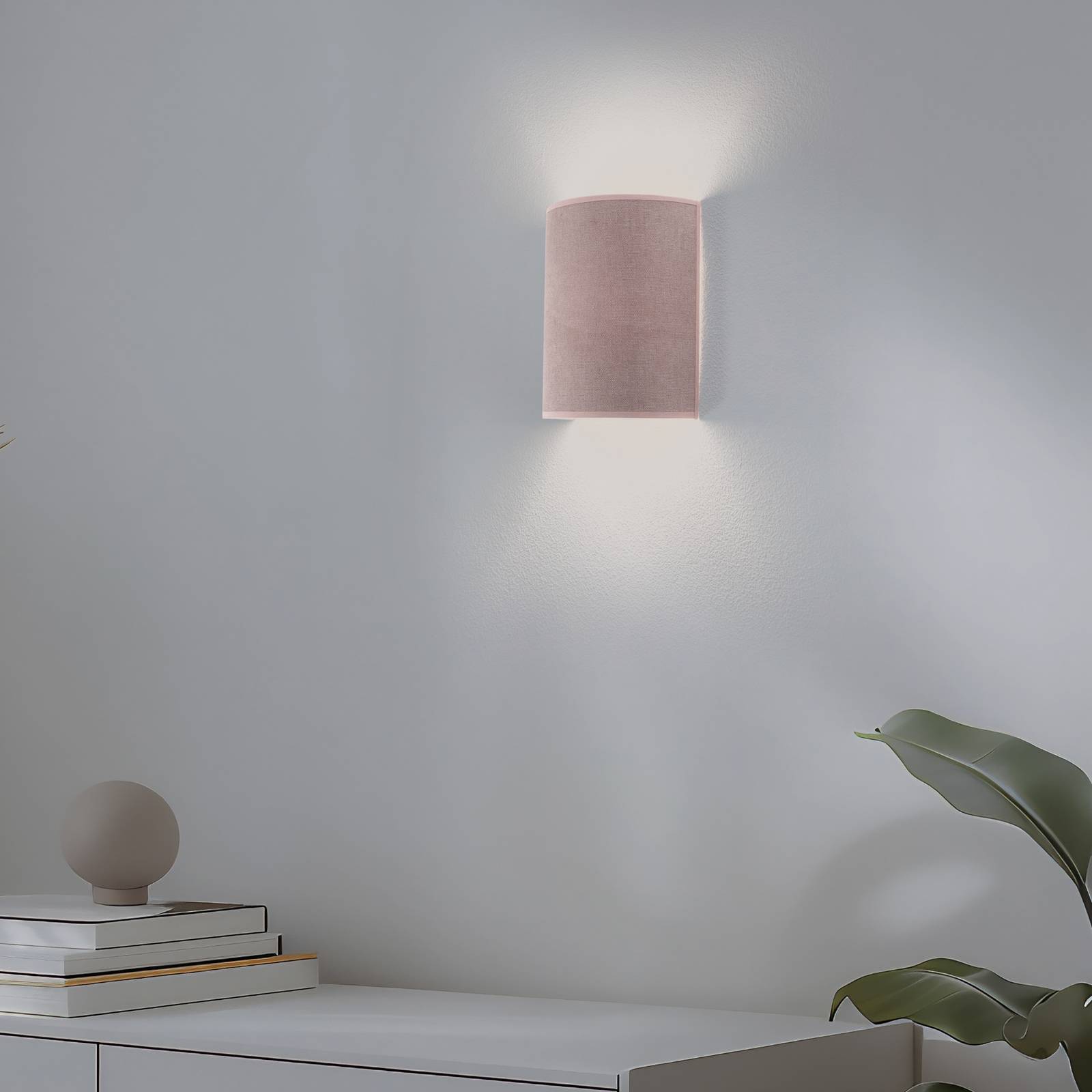 Wandleuchte Celine, Soro, rosa, Stoff, E27 günstig online kaufen