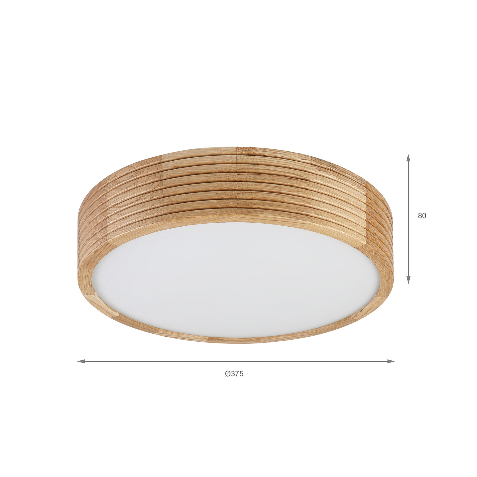 Deckenleuchte Linaro, Eichenholz/Glas, Ø 38 cm, E27 Deckenleuchte Linaro, Eichenholz/Glas, Ø 38 cm, E27