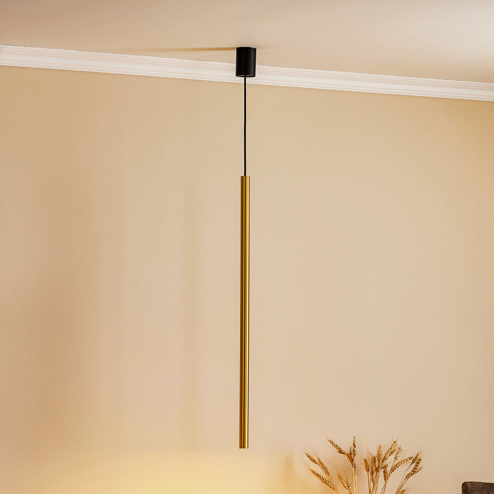 Hanglamp Las, 1-lamp, messing, kap 75cm
