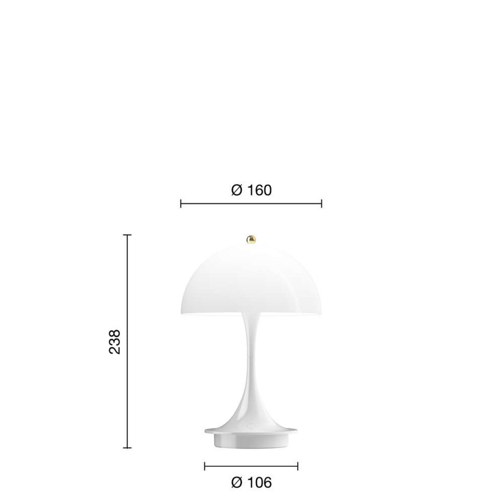 Panthella 160 Portable Lámpara de Sobremesa Anniversary IP44 Latón/Ópalo Blanco 