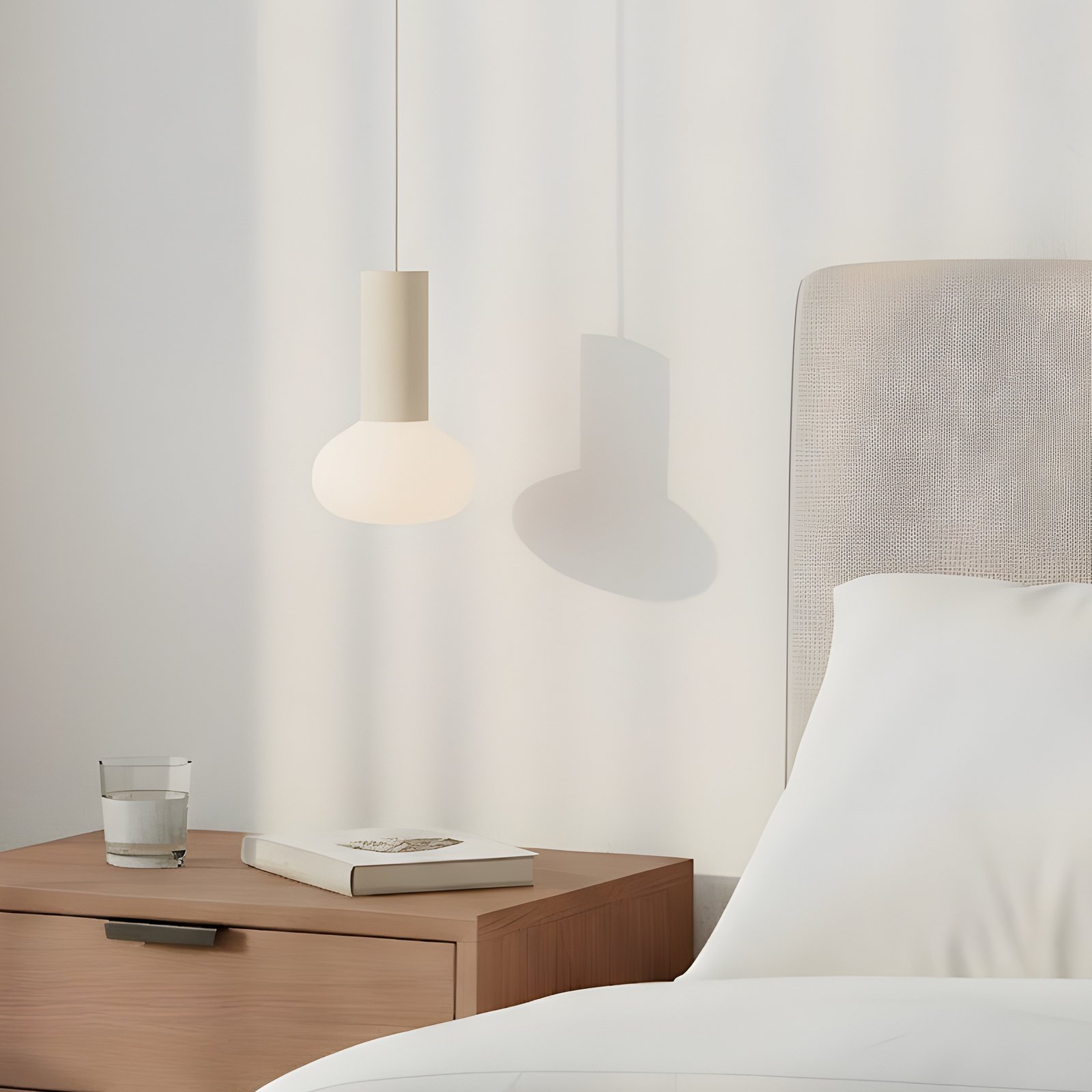 Lampada a sospensione Flo, beige, a 1 luce, vetro