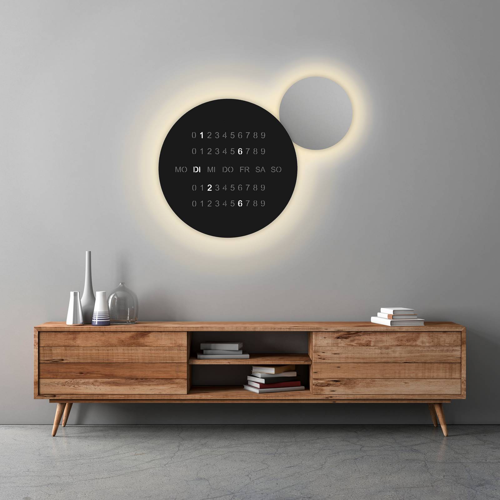  Escale Led-wandlampe Blade O'clock, Schwarz, ø 59 Cm Metall Wanduhr 