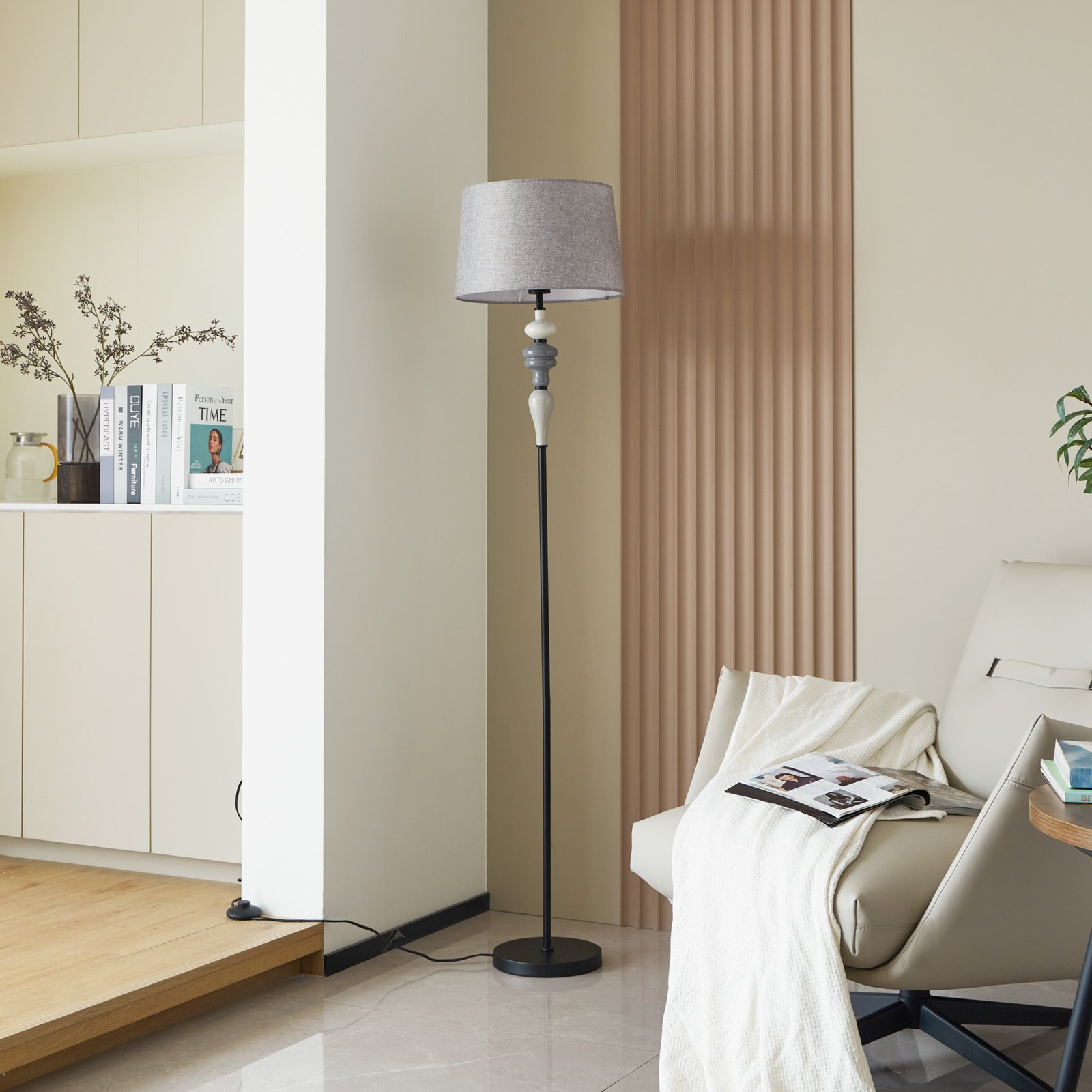 Haldorin Floor Lamp Grey/Black - Lindby