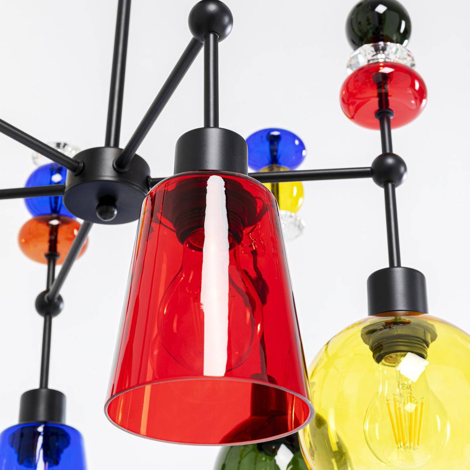 Lampa wisząca Kare Mazzo Sei, szkło multicolor, 6-punktowa