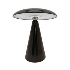 Lámpara de mesa LED recargable Kinoko, negra, IP44, altura 27 cm