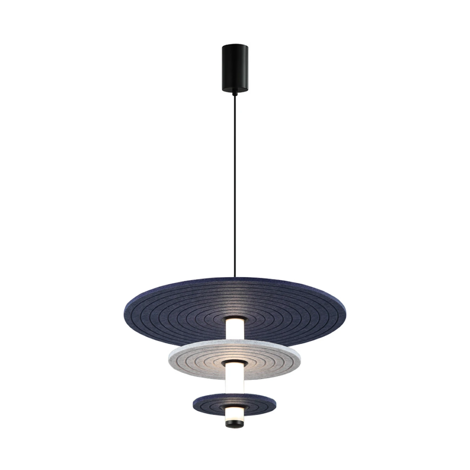 Candeeiro suspenso LED Azul, altura 31 cm, azul/cinzento/preto, feltro