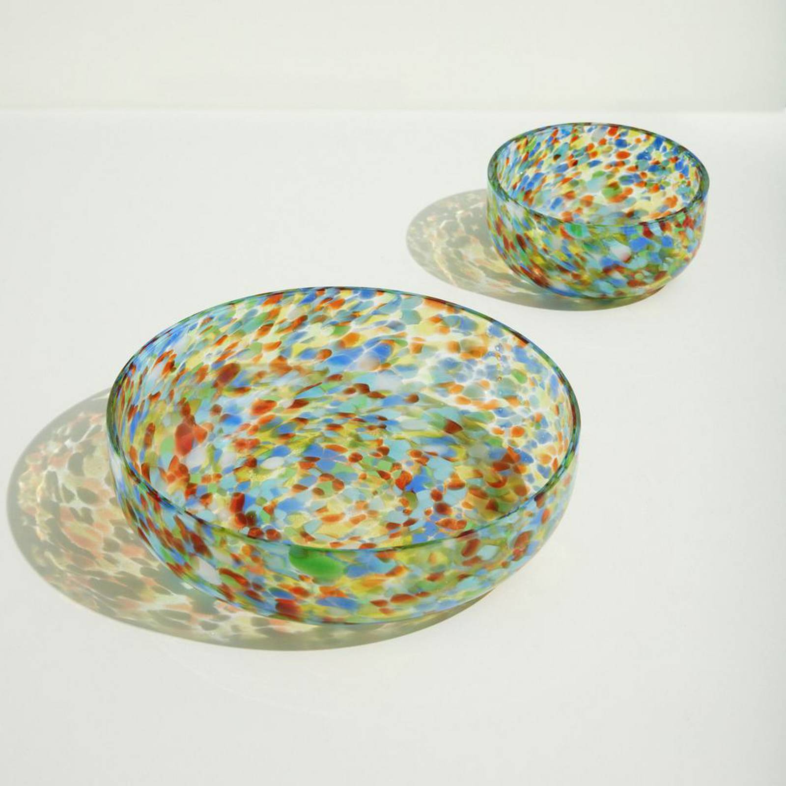 HÜBSCH Coupe Confetti, set de 2, verre, Ø 15 & 26 cm