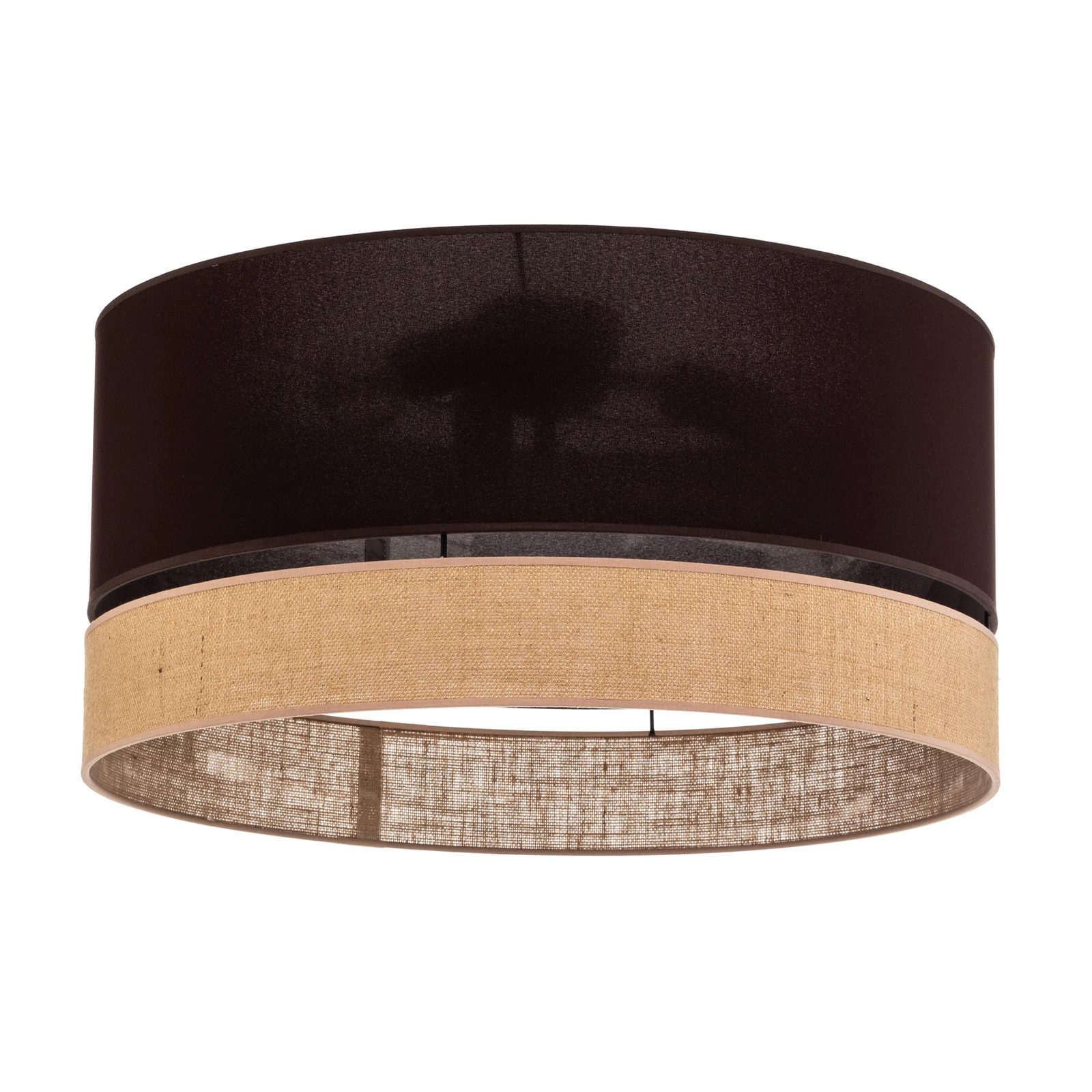 Plafonnier Euluna Levo, Ø60cm, jute/marron foncé