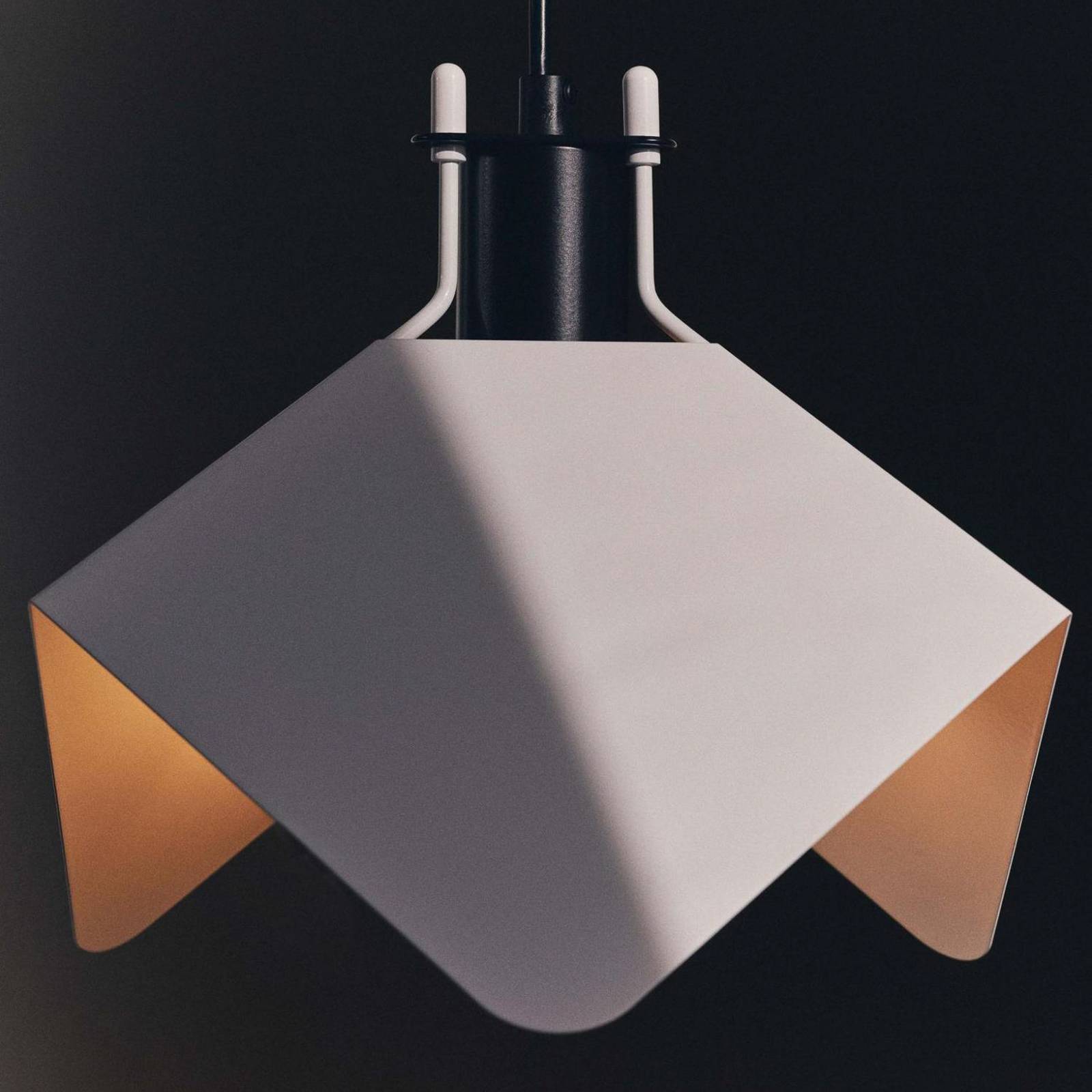 Lampa wisząca Stilnovo Triedo, biały, długość 29 cm, metal