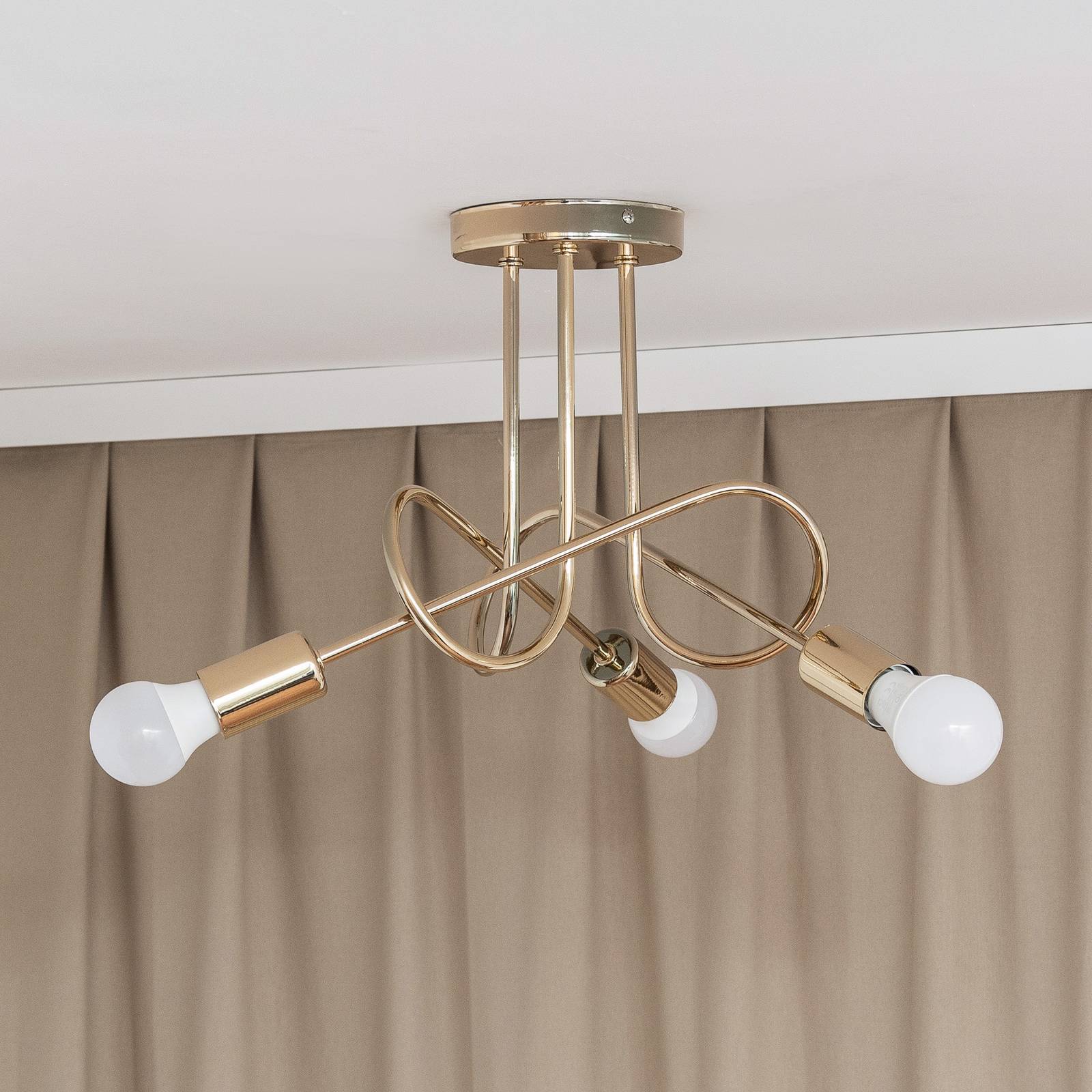 Lampa sufitowa Oxford, złota, 3-punktowa, Ø 44 cm, metal
