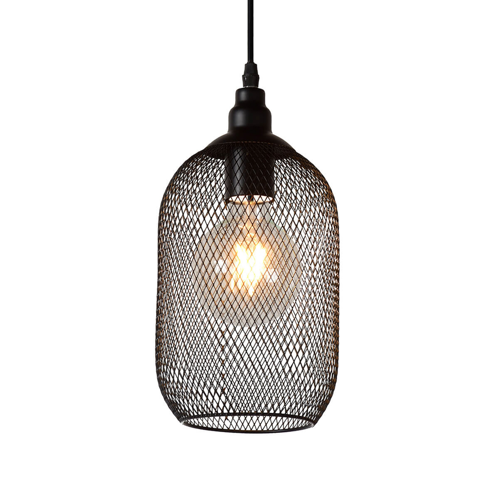Mesh pendant light, 1-bulb, black, Ø 15 cm