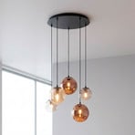 Shiny-riippuvalaisin, 5-lamppuinen, pyöreä, monivärinen, lasi, E14