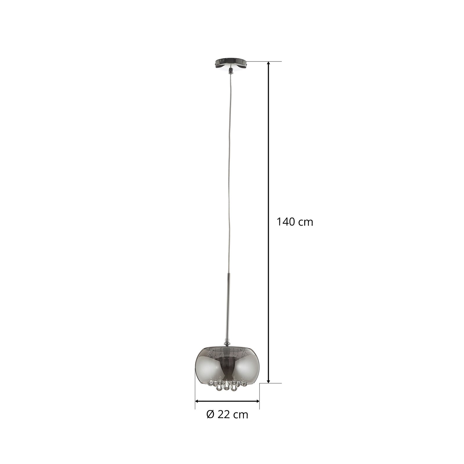 Suspension LED Argos avec goutte de cristal Ø 22 cm