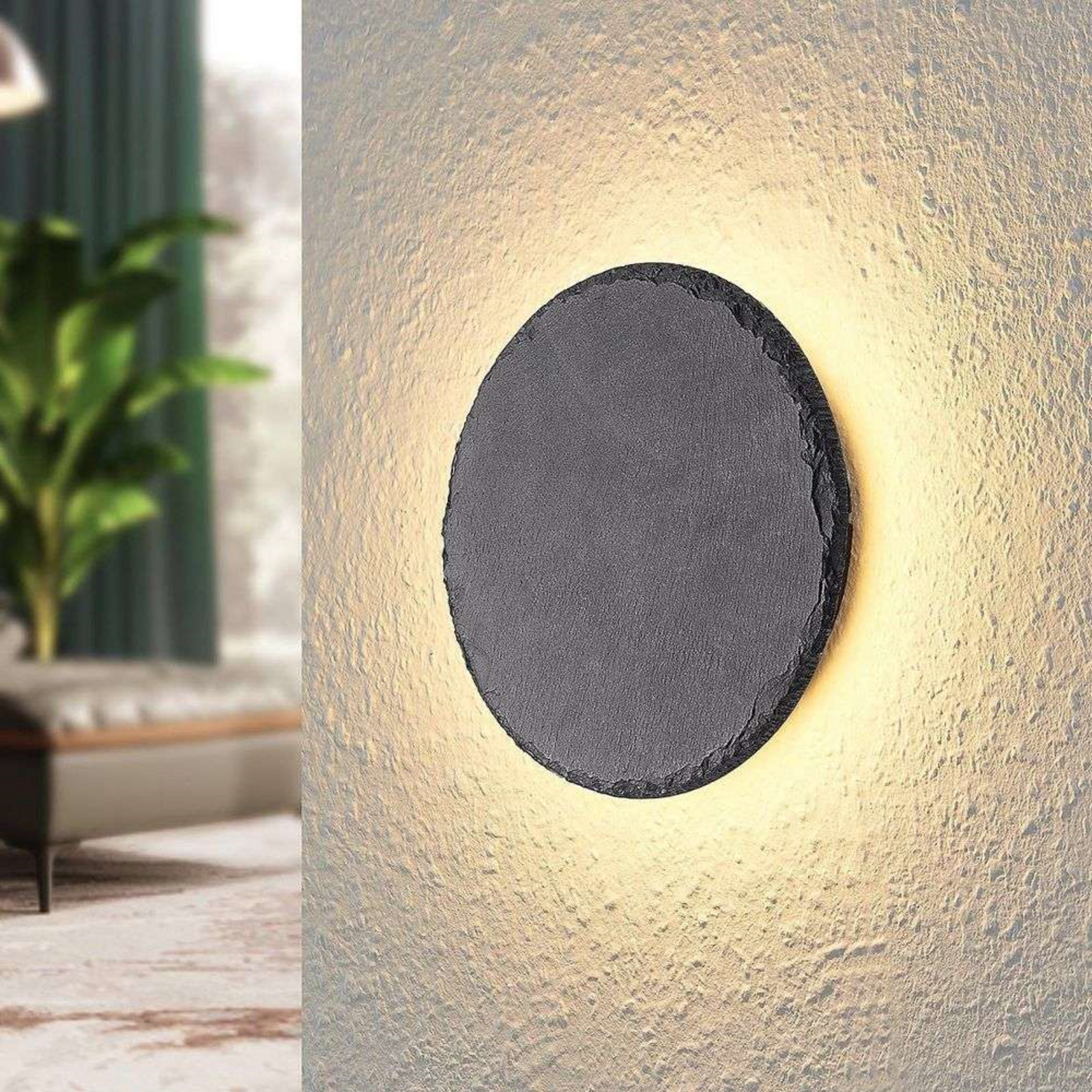 Peetu Round LED Aplique de Pared Black - Lindby