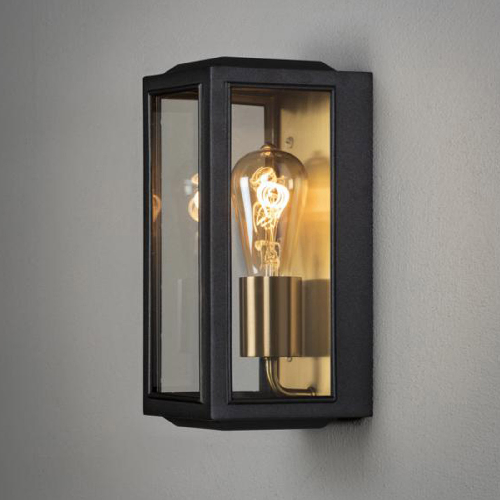Carpi outdoor wall lamp, black, width 12.5 cm