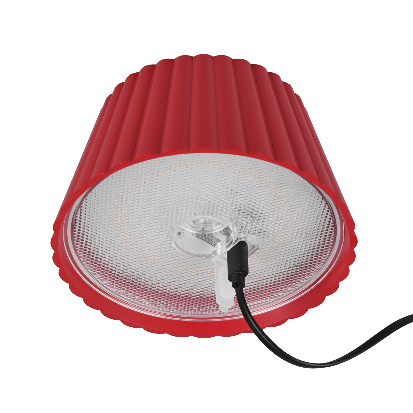 Candeeiro de mesa recarregável Suarez LED, vermelho, altura 39 cm, metal,