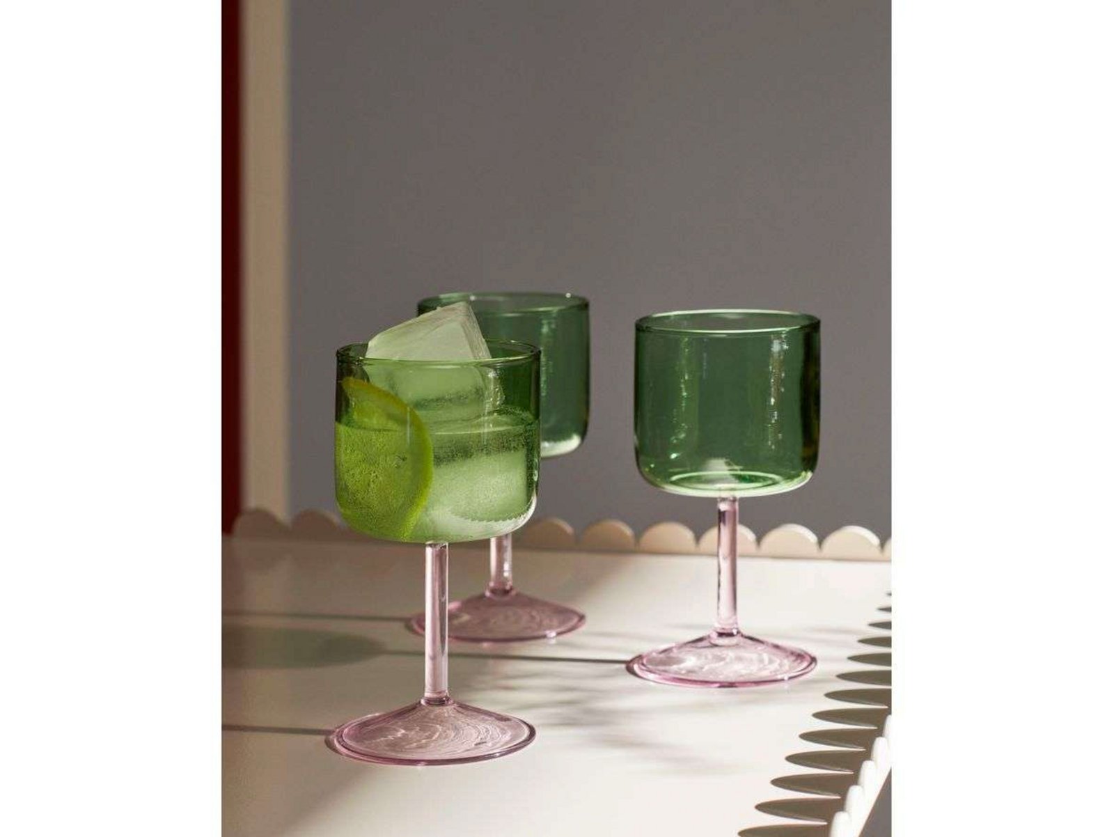 Tint Wine Glass Set of 2 Green/ Pink - HAY