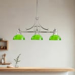 Suspension Platino, argent/vert, verre, E27, à 3 lampes