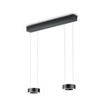 Suspension LED Zera-2, longueur 70 cm, noire, diffuseur prismatique