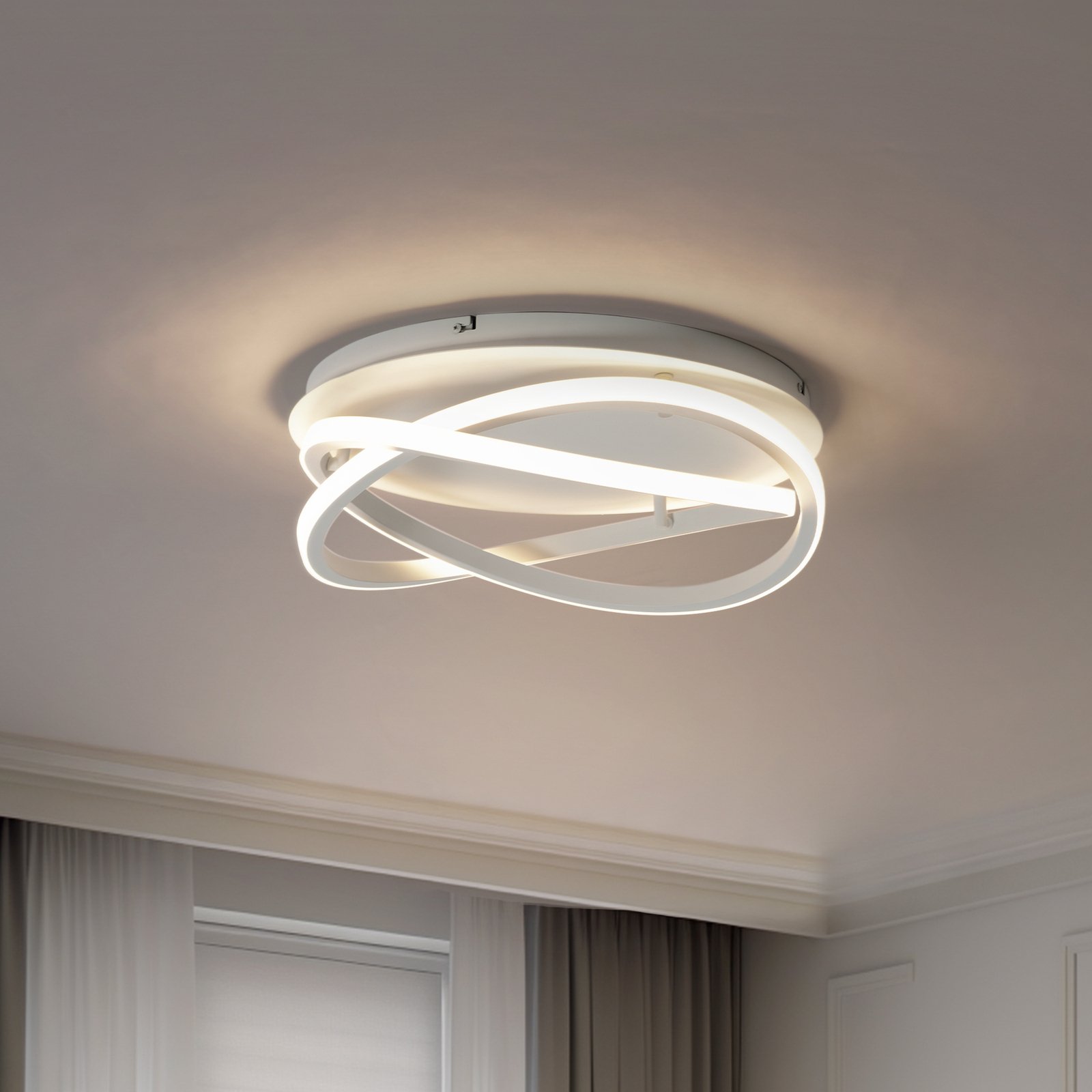 Lucande LED plafondlamp Aldric, wit, aluminium
