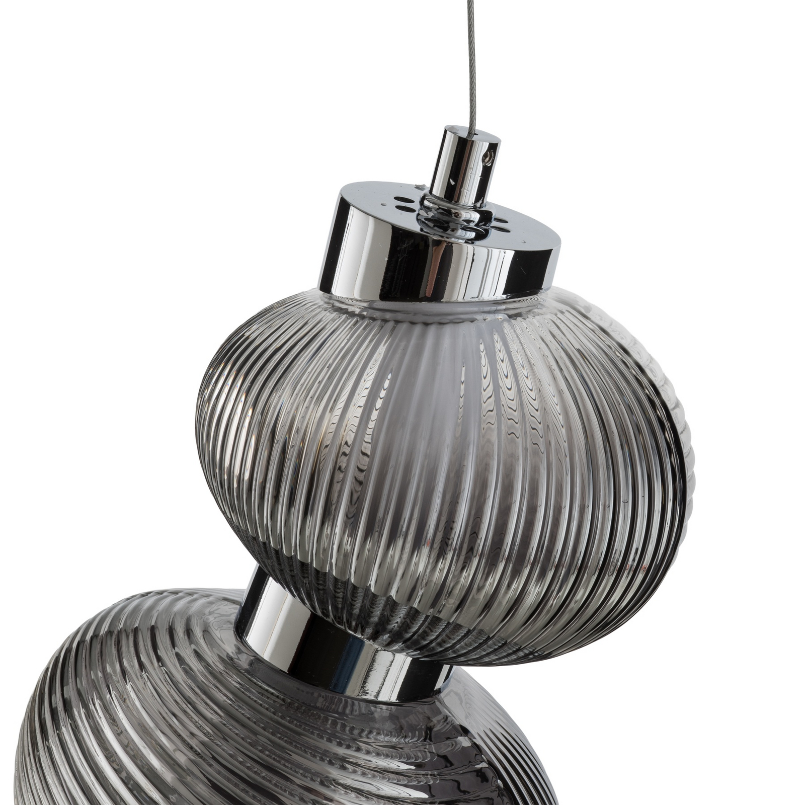 Bolla LED pendant light, chrome/smoke grey, glass, length 79.5 cm Bolla LED pendant light, chrome/smoke grey, glass, length 79.5 cm
