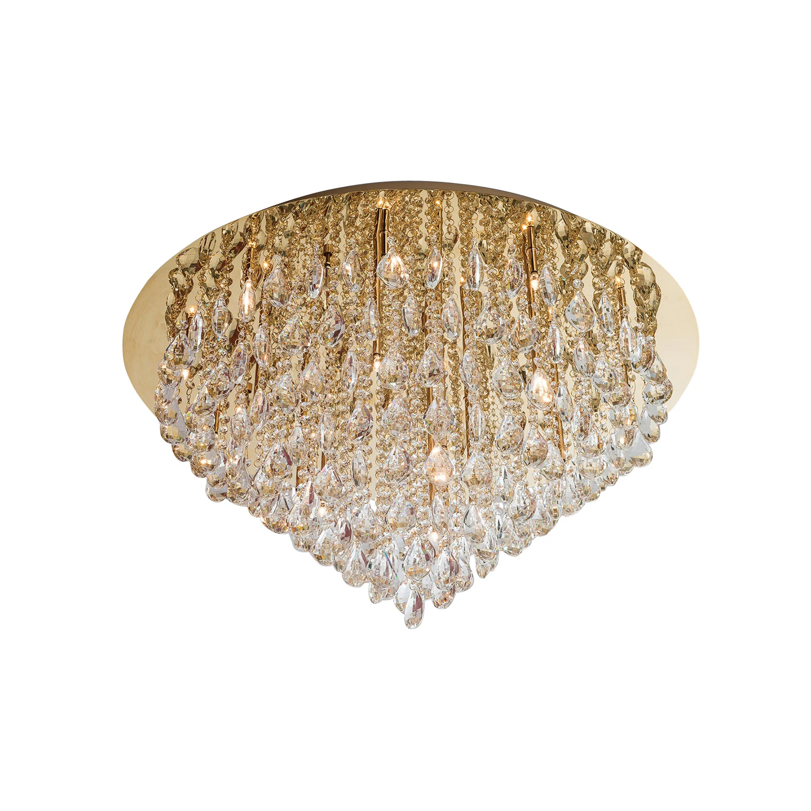 Plafoniera Celeste con cristalli K9, Ø 75 cm, oro