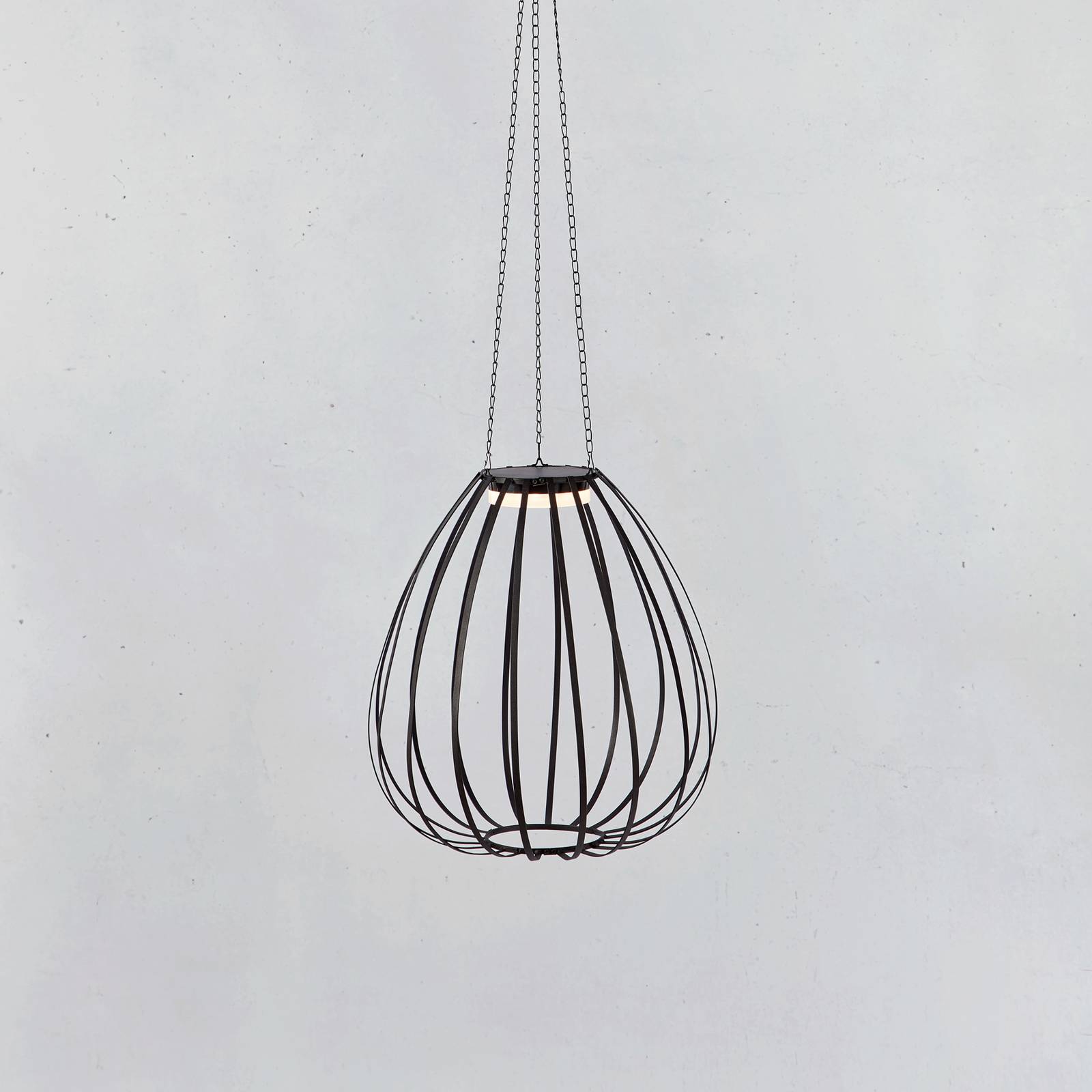 Lampa wisząca LED Ovia, Ø 42 cm, czarna, IP44, ściemniana.