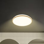 LED ceiling light Acorus, Ø 33 cm, white/wood colour, IP44