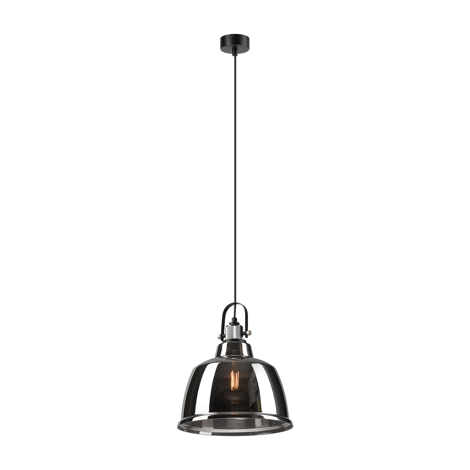 Hanglamp Leana, rookglas, 1-lamp, chroom