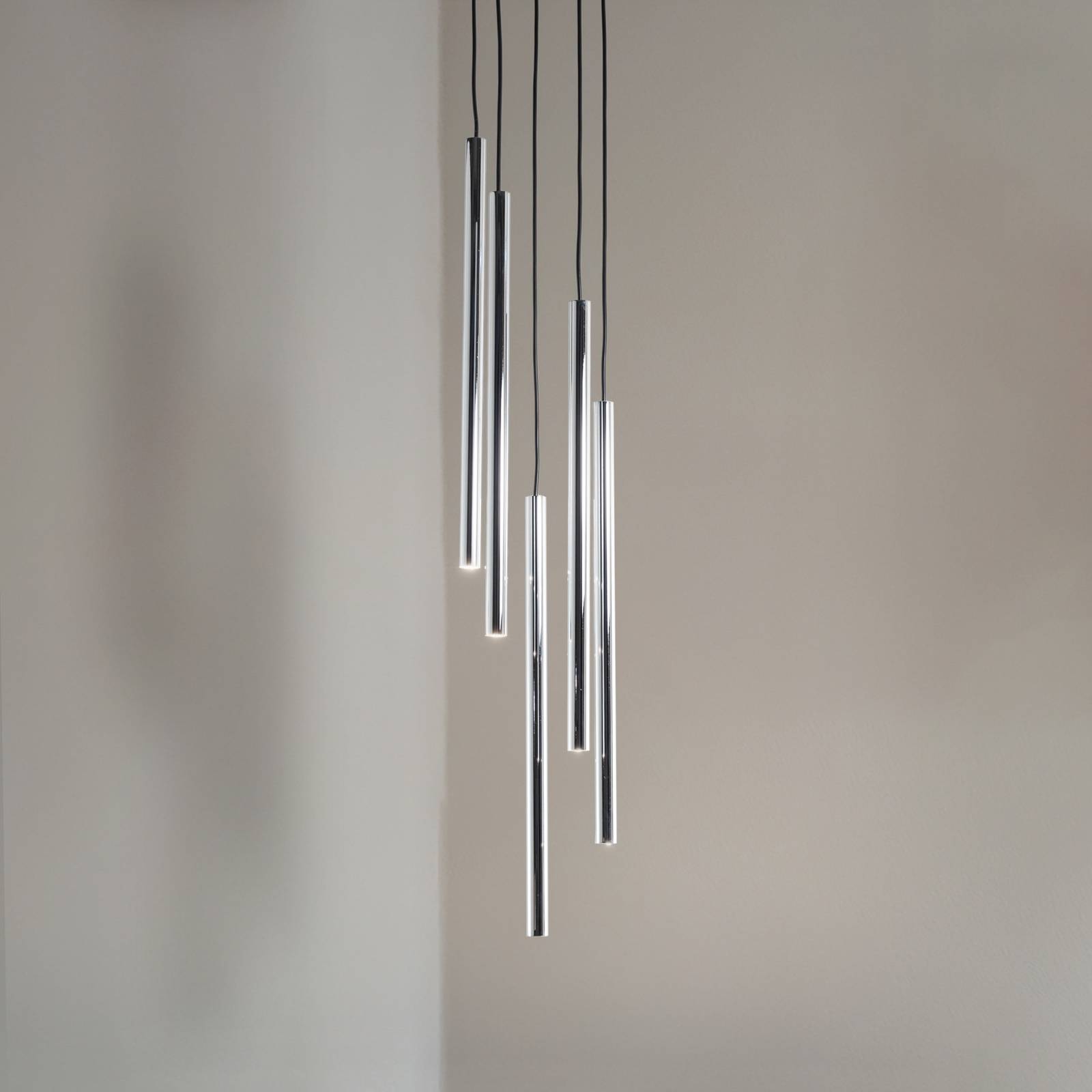 Hängeleuchte Sopel Lux, 5-flammig, rund, schwarz/silber, G9 günstig online kaufen