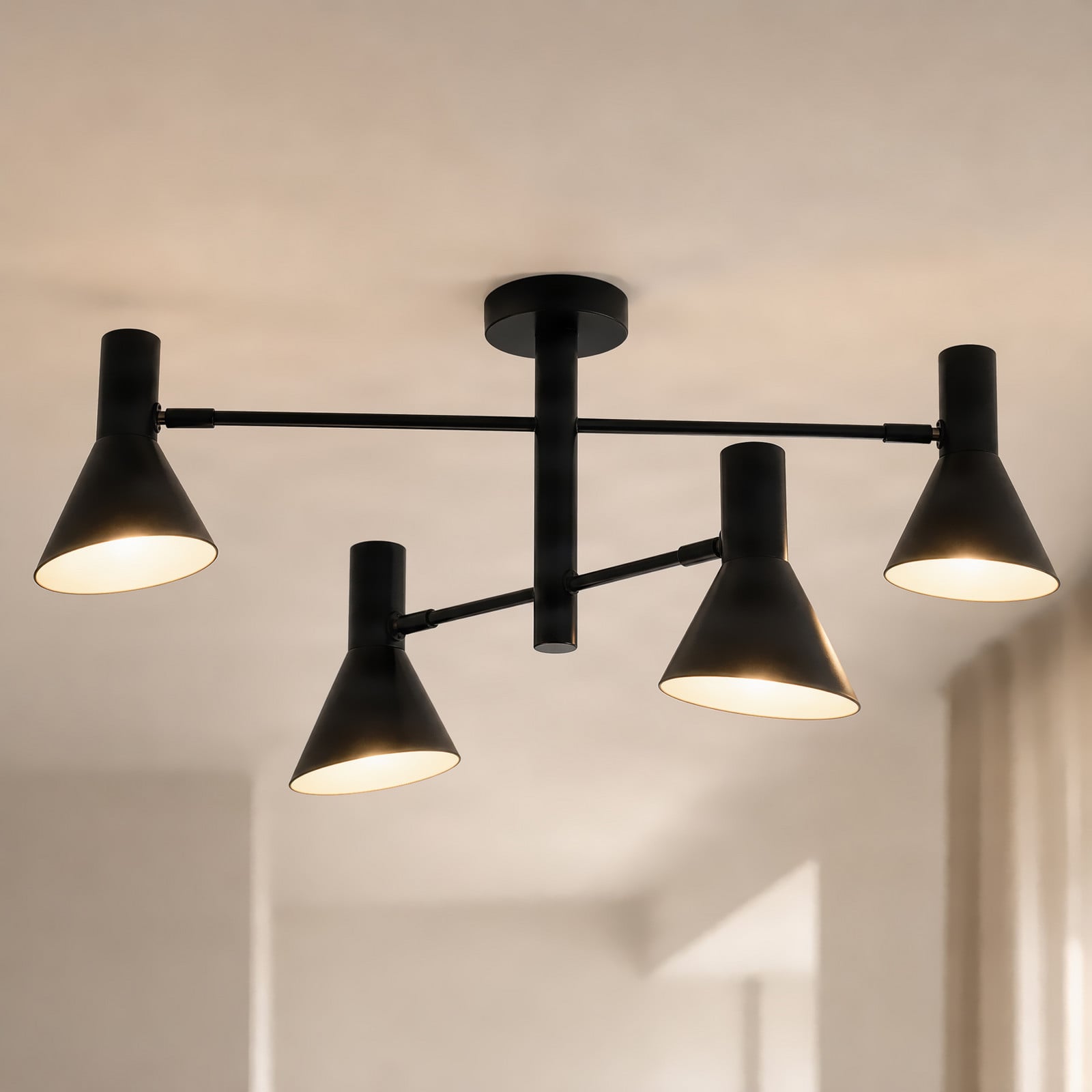 Milia downlight, svart, E14, 4 lyskilder, metall – Nola - Stue - Med flere lyskilder