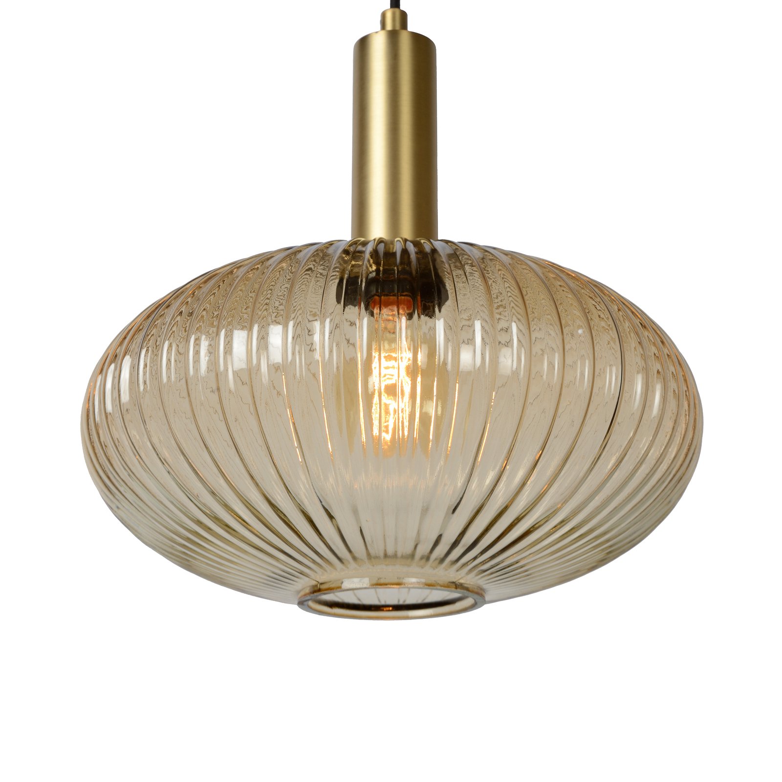 Glazen hanglamp Maloto, Ø 30 cm, amber