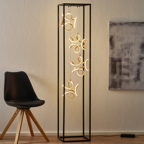 Lampadaire LED Gesa 4 éléments d’éclairage en cage