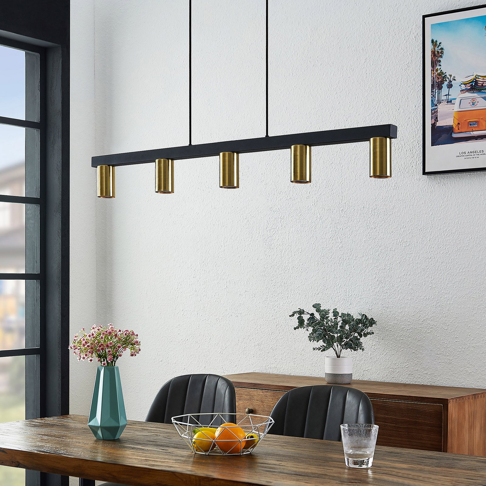Baliko 5 Riippuvalaisin Black/Brass - Lindby