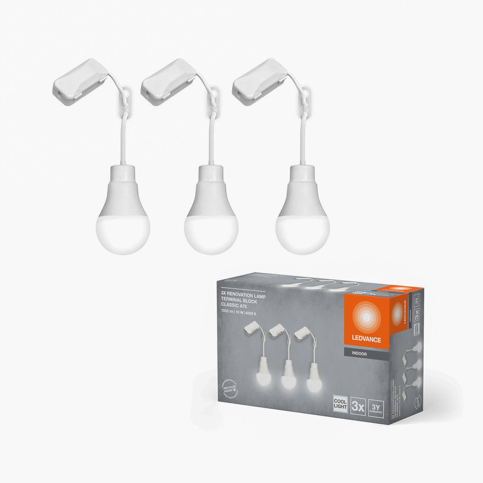 LED Baufassung A75 10W 840 1055 lm Anschlussbox, 3er-Pack