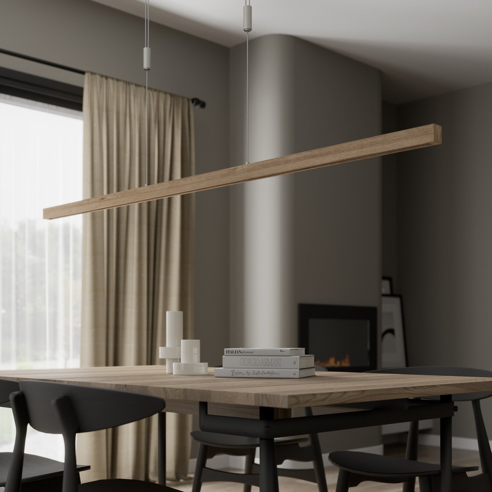 Nora Lampa Wisząca Oak/Nickel - Lucande